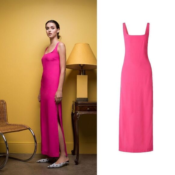 NWT STAUD rizzo dress in fuchsia - Picture 1 of 13